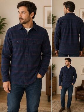 The North Face Navy Shirt with Subtle Red Stripe